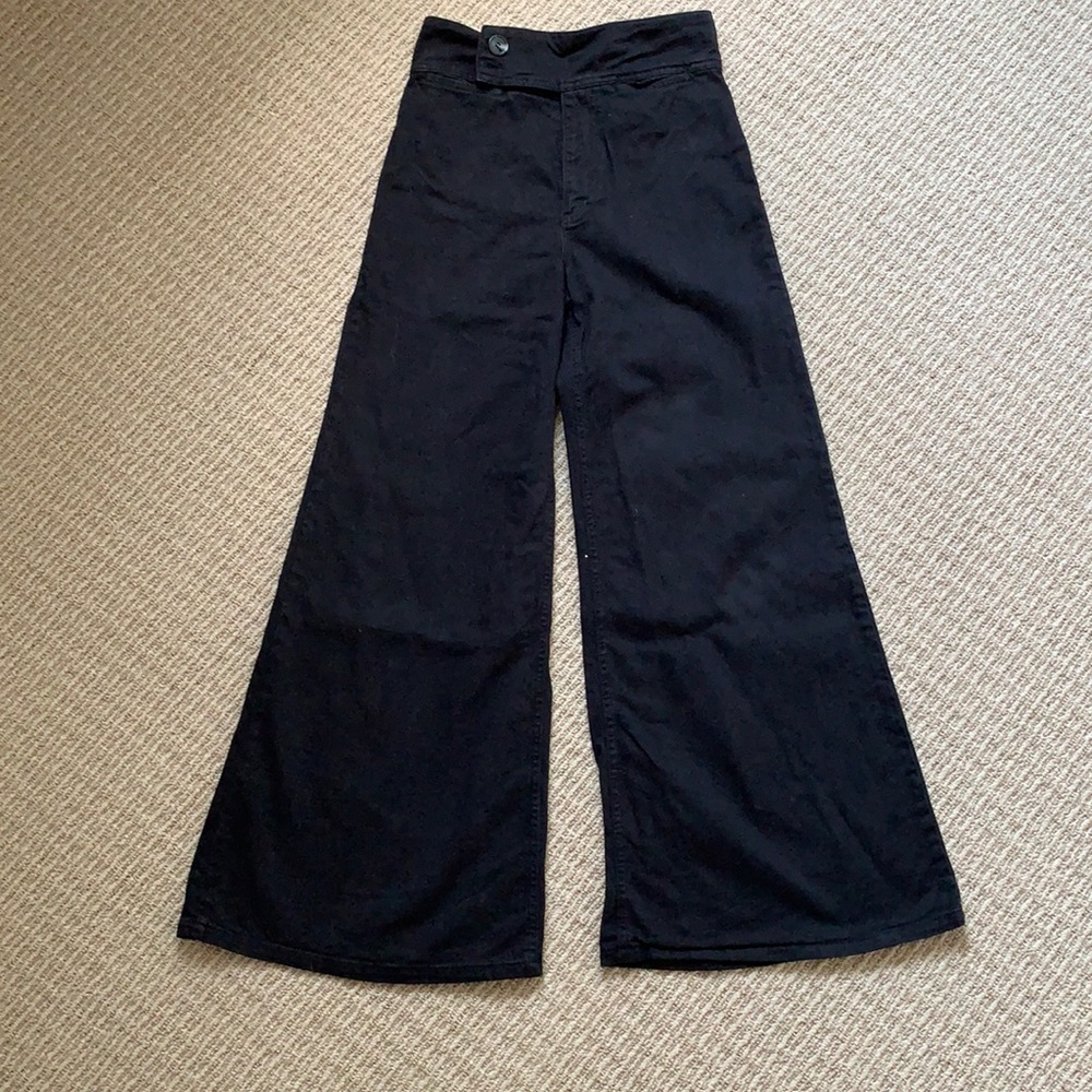 Free people wide leg black jeans, EUC